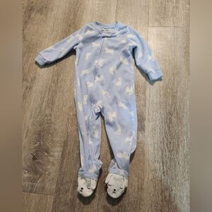Carter's Light Blue Fleece Footed One Piece with Sheep Print